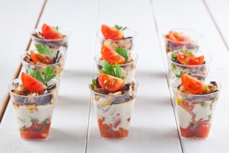 גביעי מעדן חציל בטחינה (טבעוני)